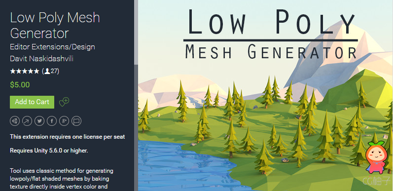Low Poly Mesh Generator 2017.1 unity3d asset unity3d编辑器 ios开发