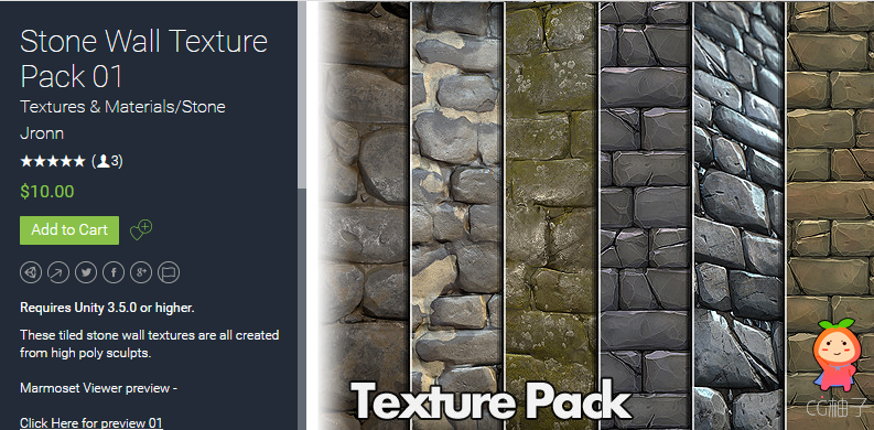Stone Wall Texture Pack 01 1.0 unity3d asset unity3d插件下载 unity论坛