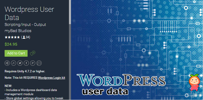 Wordpress User Data 3.0 unity3d asset Unitypackage插件官网 unity3d教程