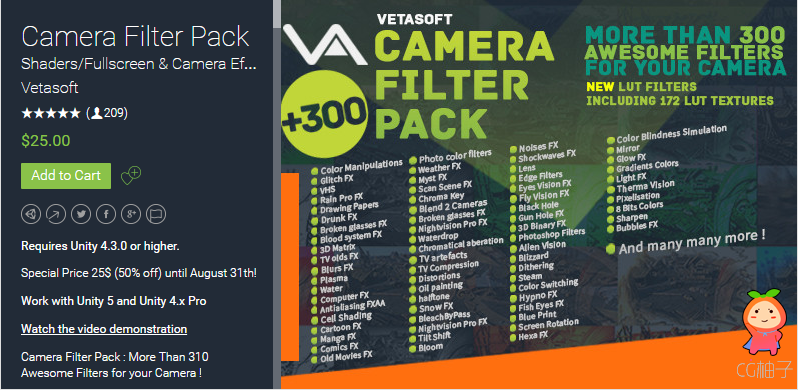 Camera Filter Pack 3.6.1 unity3d asset Unity3d插件论坛 unity教程