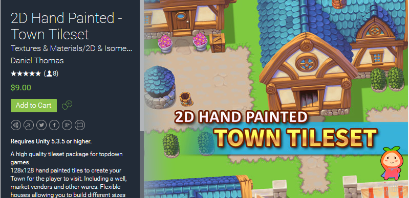 2D Hand Painted - Town Tileset 1.0 unity3d asset unity3d论坛 U3D插件