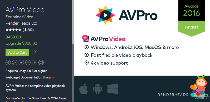 AVPro Video 1.6.14 unity3d asset Unity3d插件下载 unity论坛