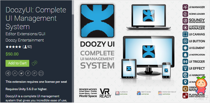 DoozyUI Complete UI Management System 2.8.1p1 unity3d asset unity编辑器，Unity3d插件下载