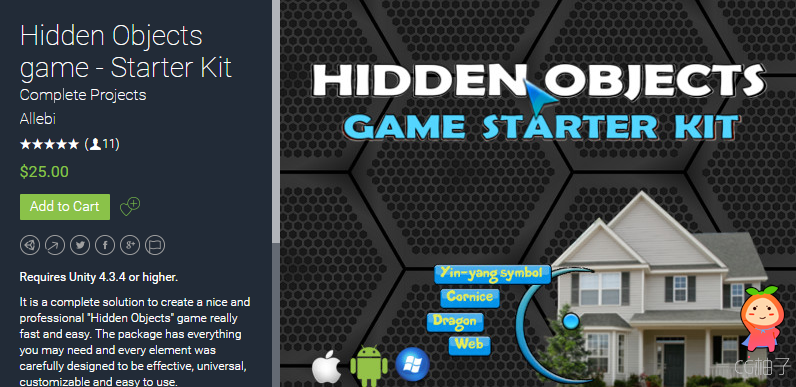 Hidden Objects game - Starter Kit 1.23 unity3d asset U3D插件 Unity3d插件