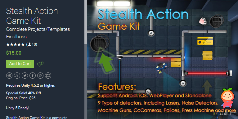Stealth Action Game Kit 1.2.1 unity3d asset Unitypackage插件 ios开发