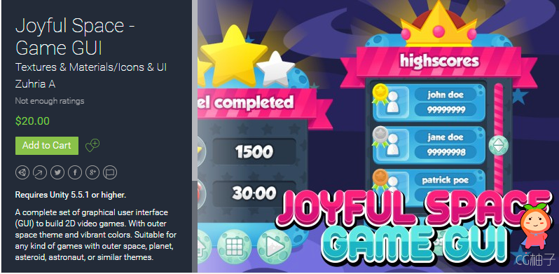 Joyful Space - Game GUI 1.0 unity3d asset Unity插件下载 U3D插件官网