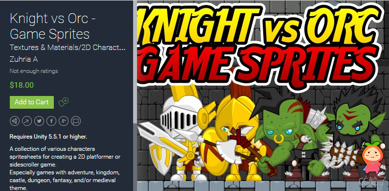 Knight vs Orc - Game Sprites 1.0 unity3d asset Unitypackage插件 unity教程