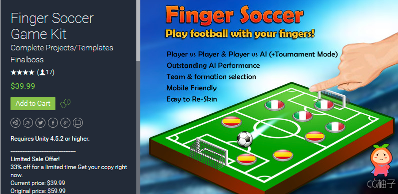 Finger Soccer Game Kit 1.6 unity3d asset unity论坛 Unity3d插件下载