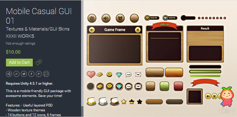 Mobile Casual GUI 01 1.0 unity3d asset unity3d插件官网 iOS开发