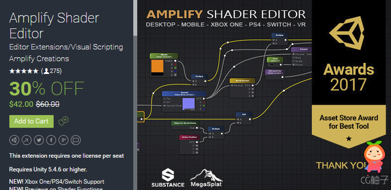 Amplify Shader Editor 1.3.8 unity3d asset unity3d插件 Unity官网