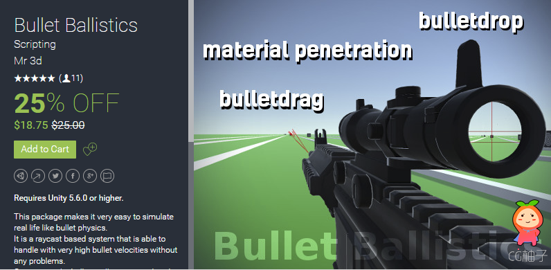 Bullet Ballistics 1.2 unity3d asset Unitypackage插件下载 Unity教程