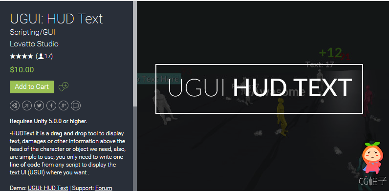 UGUI HUD Text 1.4.1 unity3d asset U3D插件模型 unity3d教程