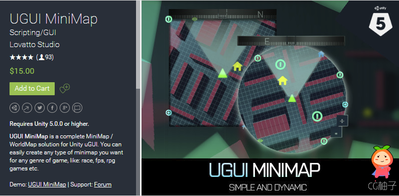 UGUI MiniMap 1.8.8 unity3d asset Unitypackage插件 Unity3d shader