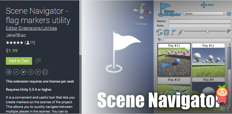 Scene Navigator - flag markers utility 1.1 unity3d asset Unity编辑器，unity3d shader下载。