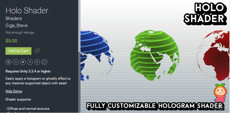 Holo Shader 1.1 unity3d asset Unitypackage插件 unity论坛