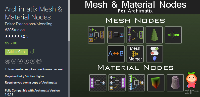 Archimatix Mesh & Material Nodes 1.7 unity3d asset unity编辑器 iOS开发