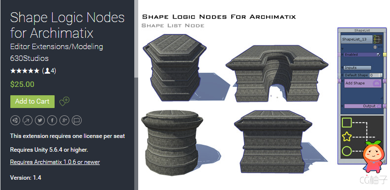 Shape Logic Nodes for Archimatix 1.5 unity3d asset unity编辑器 iOS开发