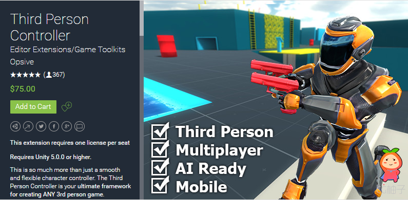 Third Person Controller 1.3.8 unity3d asset Unity编辑器 ios开发