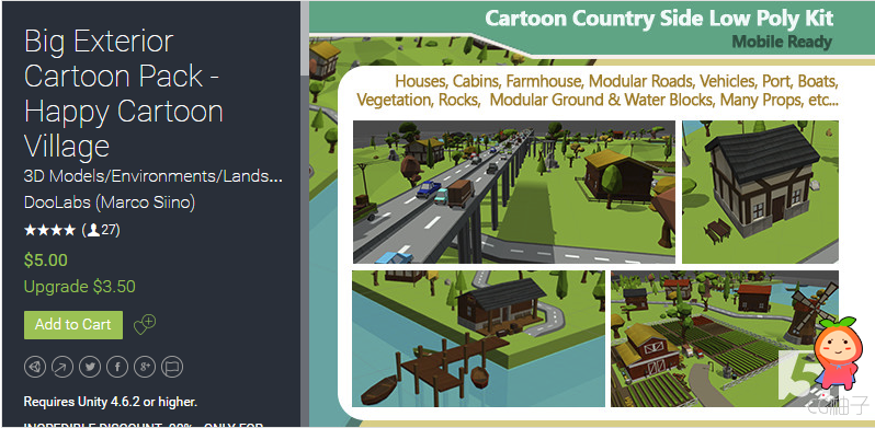 Big Exterior Cartoon Pack - Happy Cartoon Village 2.1 unity3d asset U3D模型，Unitypackage插件论坛。  ...