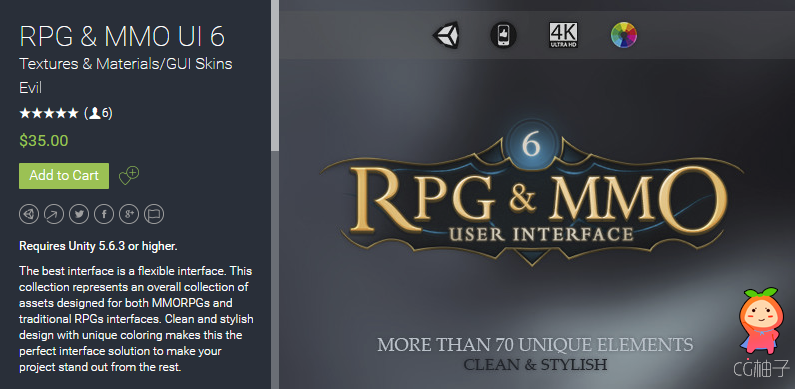 RPG & MMO UI 6 1.2 unity3d asset unity插件官网 unity教程