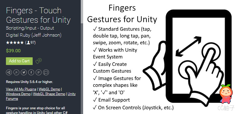 Fingers - Touch Gestures for Unity 2.1.2 unity3d asset iOS开发 U3D插件