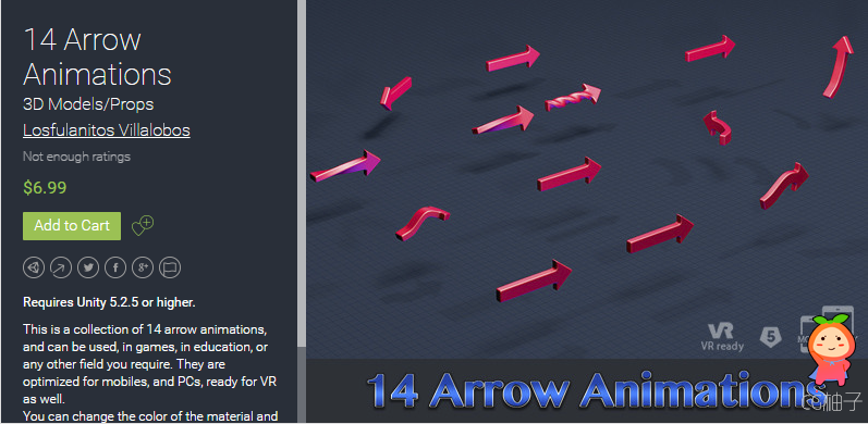 14 Arrow Animations 1.0 unity3d asset U3D插件模型 Unity3d模型资源