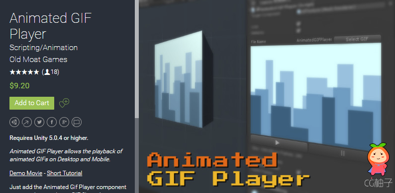 Animated GIF Player 1.13 unity3d asset Unity3d教程 Unity编辑器