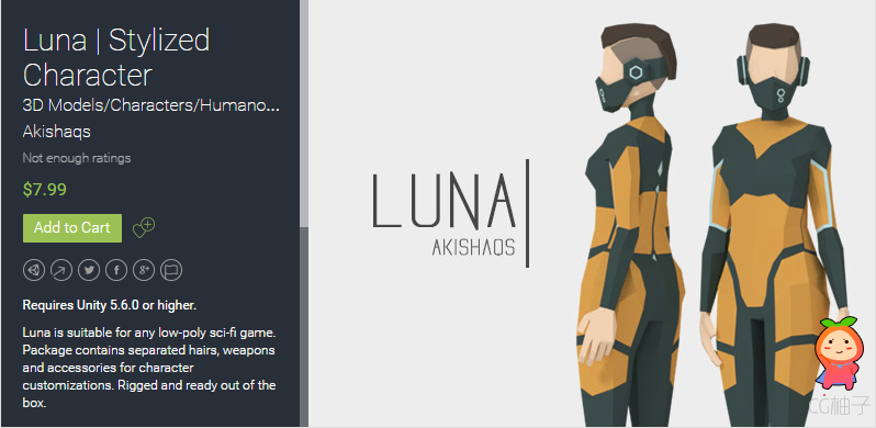 Luna  Stylized Character 1.0 unity3d asset U3D插件模型 Unity论坛
