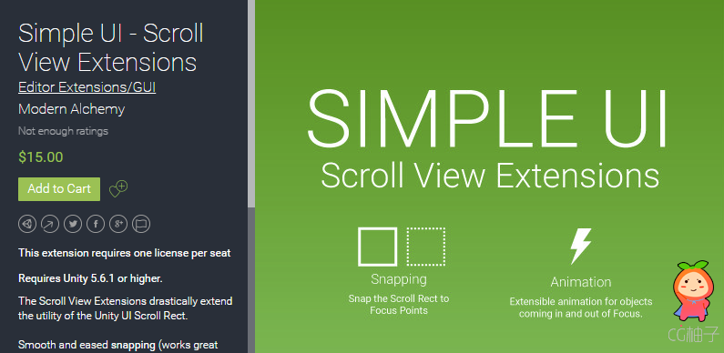 Simple UI - Scroll View Extensions 1.0 unity3d asset Unity编辑器，Unitypackage插件官网