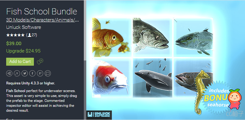 Fish School Bundle 1.3.2 unity3d asset U3D插件模型 iOS开发