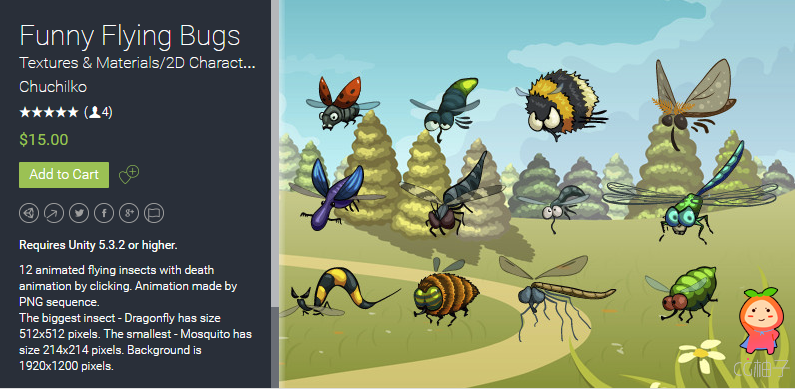 Funny Flying Bugs 1.1 unity3d asset Unitypackage插件 Unity编辑器