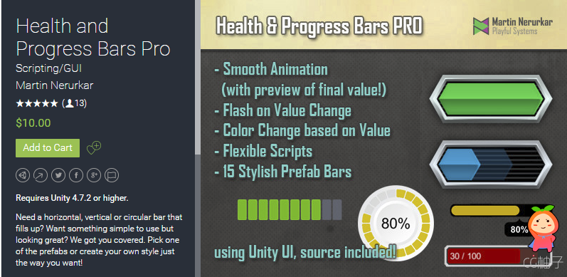 Health and Progress Bars Pro 0.7 unity3d asset U3D插件 iOS开发