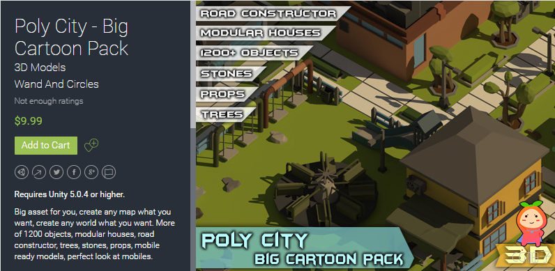 Poly City - Big Cartoon Pack 1.0 unity3d asset U3D插件模型 Unity论坛
