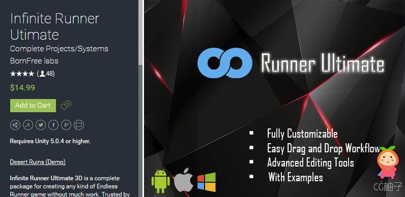 Infinite Runner Utimate 3.0 unity3d asset unity3d插件下载 iOS开发