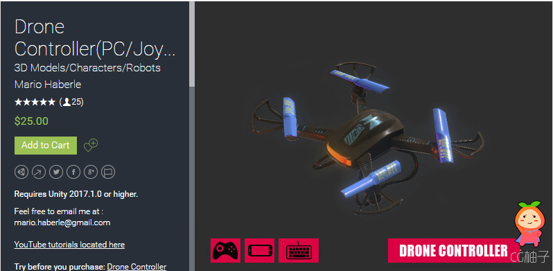 Drone Controller 2.5 unity3d asset U3D插件模型