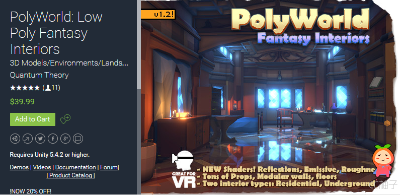 PolyWorld Low Poly Fantasy Interiors 1.22 unity3d asset U3D插件模型