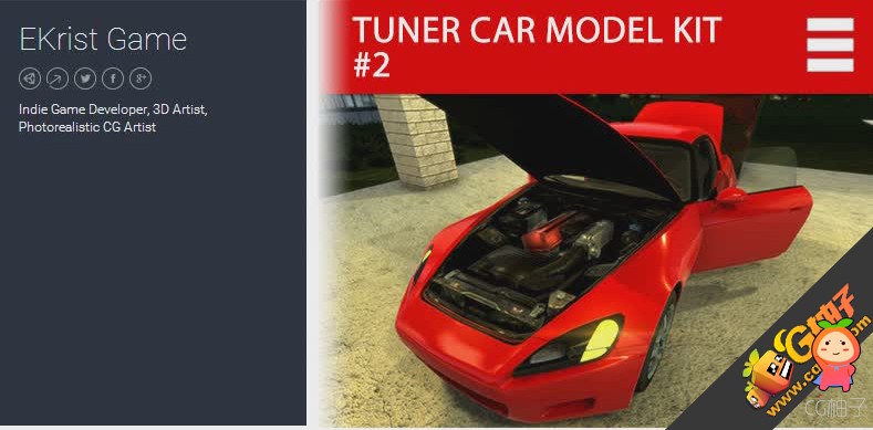 Tuner Car #2 Model Kit 1.0 unity3d asset Unity插件模型 U3D插件