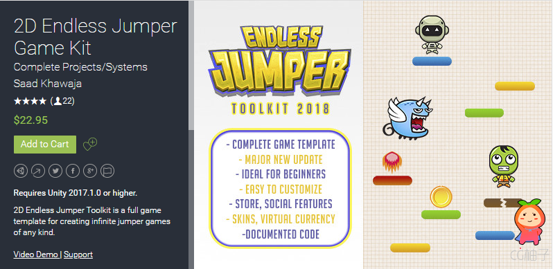 2D Endless Jumper Game Kit