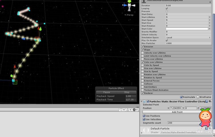 Bezier curved particles flow editor 1.1 unity3d asset