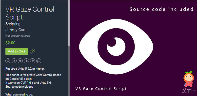 VR Gaze Control Script 1.0 unity3d 