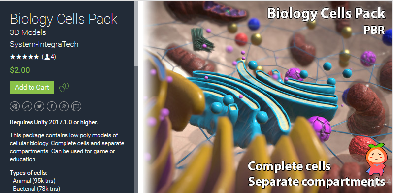 Requires Unity 2017.1.0 or higher. This package contains low poly models of cellular biology. Comple ...