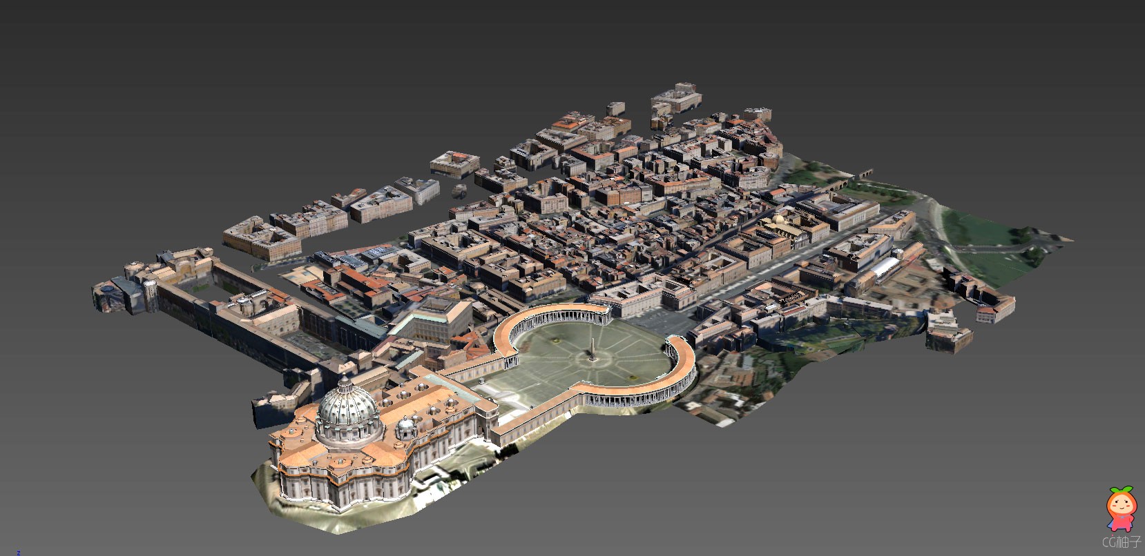 梵蒂冈城场景建筑模型低模免费下载，现代城市大场景