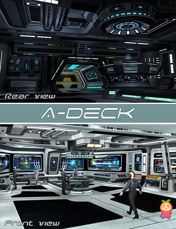科幻实验室场景 控制室室内场景 3dmax太空房室内模型