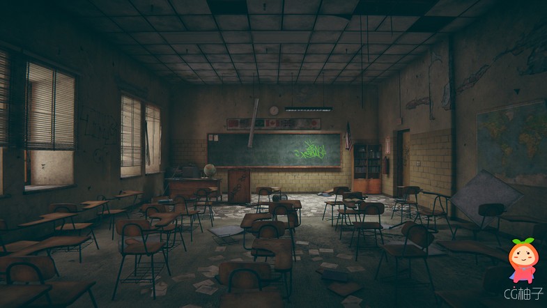 废弃学校场景模型