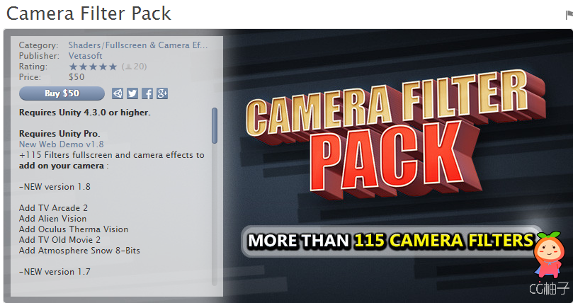 Camera Filter Pack 1.6 unity3d相机滤镜效果 Unity着色器