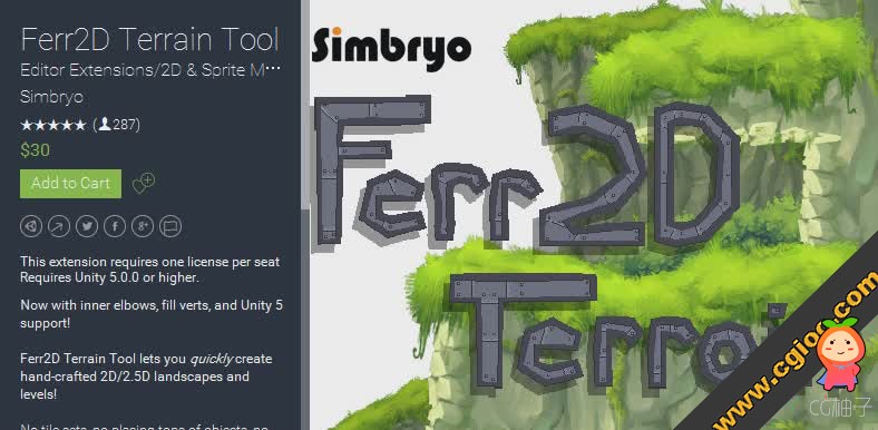 Ferr2D Terrain Tool 1.10 unity3d编辑器下载 地形工具