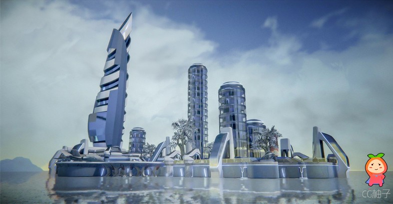 unity3d未来城市模型 科幻室内场景