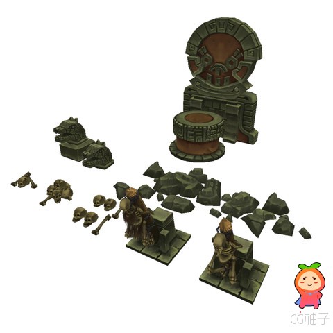 玛雅部落 玛雅村庄 寺庙遗址祭坛模型 