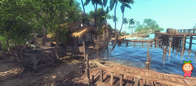 海岛村庄模型 热带岛屿场景