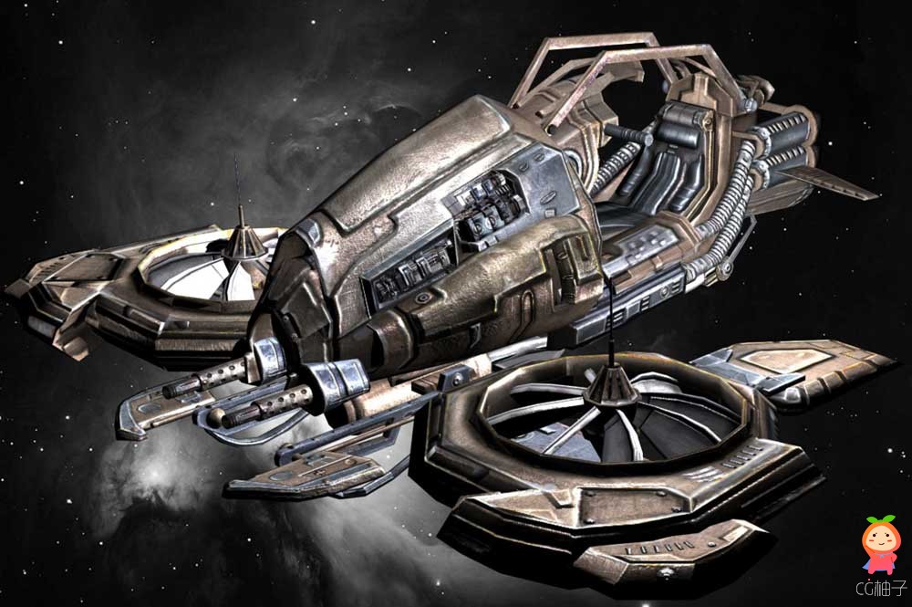 免费分享一个科幻战舰模型 科幻战机 3DMAX模型